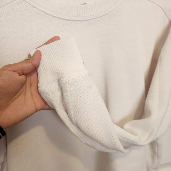 Aerie White Distressed Cropped Sweatshirt - Picture 5 of 5